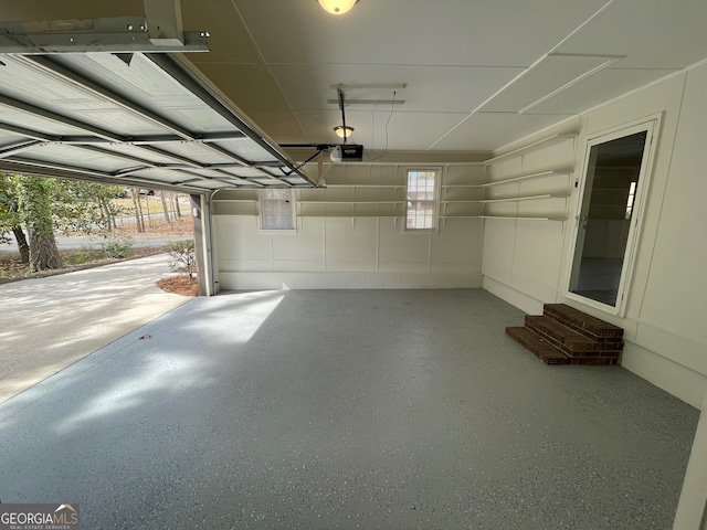 garage with a garage door opener