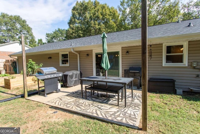 view of patio / terrace featuring area for grilling and a garden