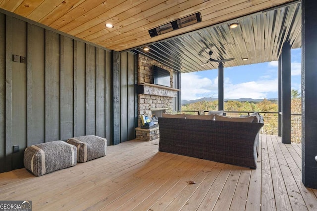 deck featuring a mountain view