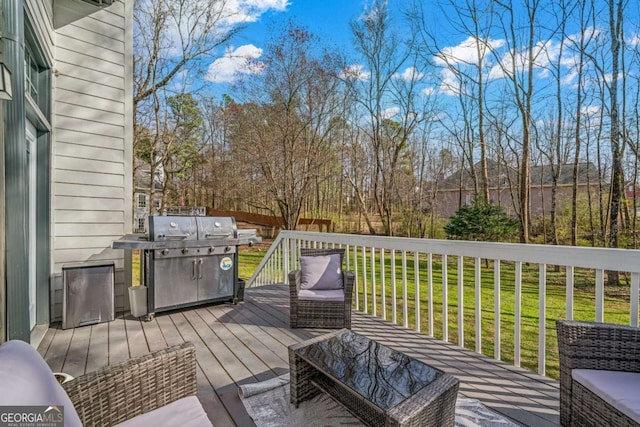 wooden terrace with grilling area