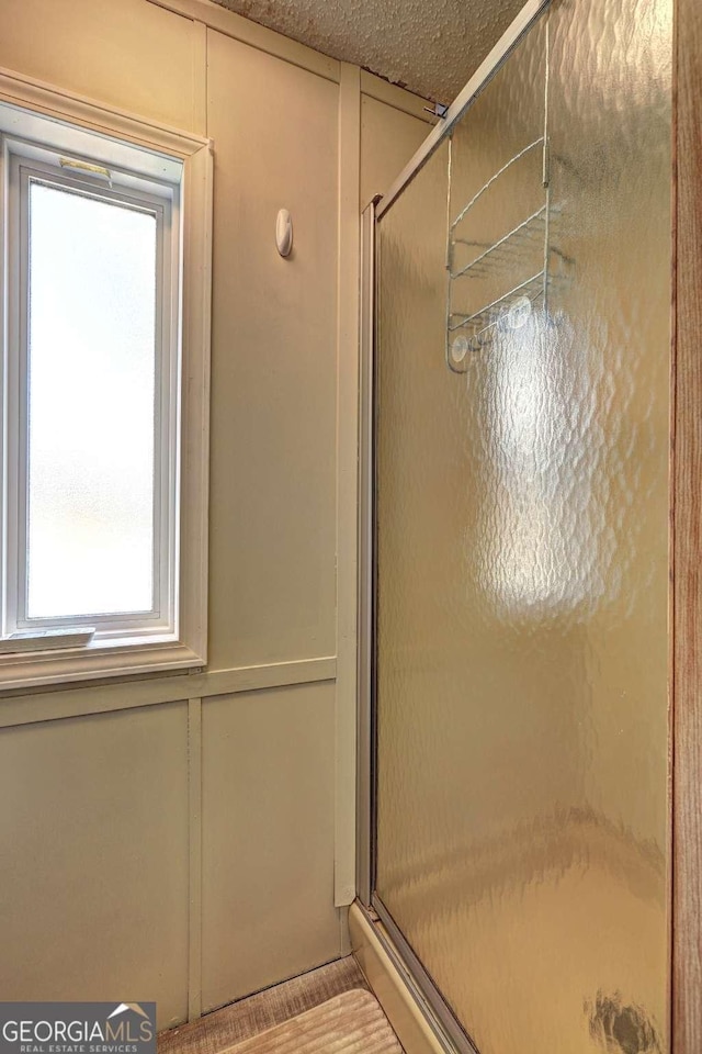 bathroom featuring a shower stall