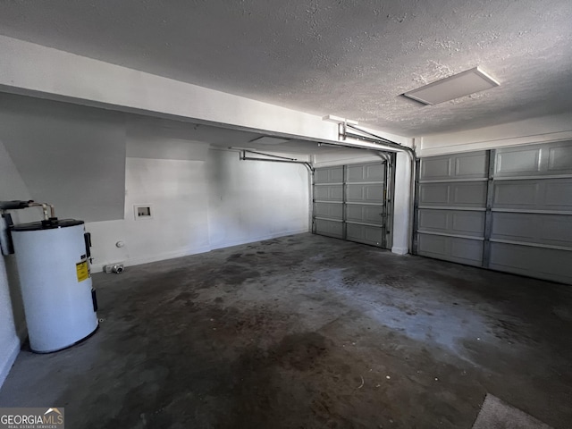 garage featuring water heater