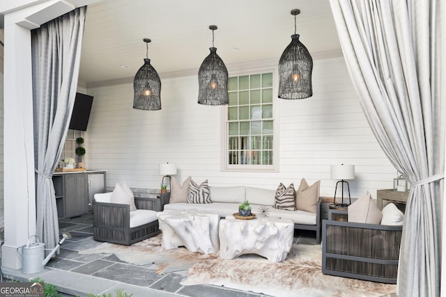 view of patio with an outdoor living space