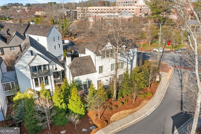 bird's eye view with a residential view