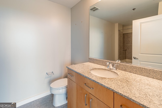 361 17th St Unit 1516, Atlanta, GA 30363 - bathroom with vanity, tile patterned flooring, and a shower