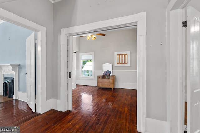 corridor featuring hardwood / wood-style flooring