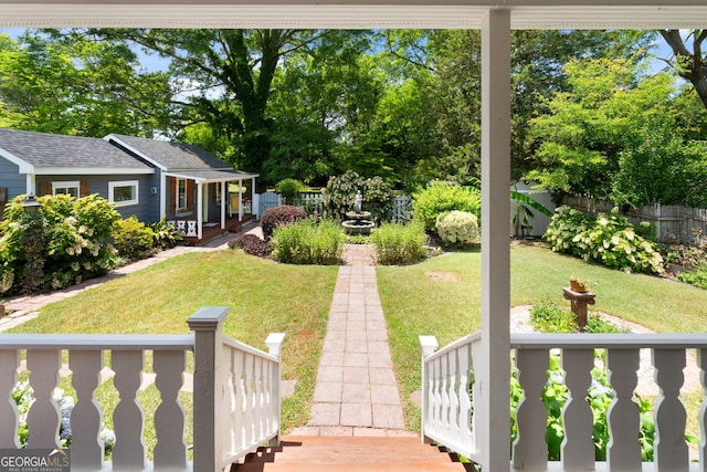 view of yard featuring fence