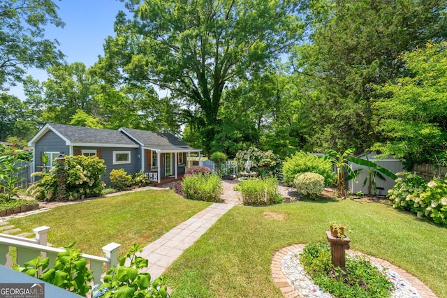 view of yard featuring fence