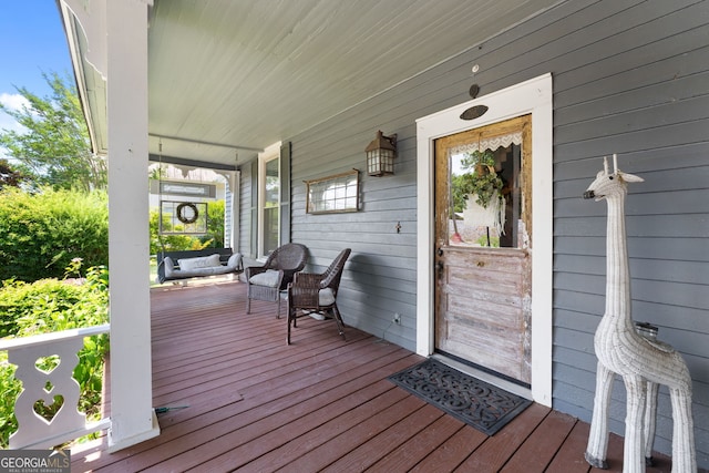 wooden deck with covered porch