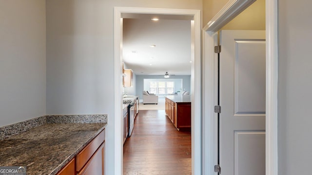 hallway featuring dark wood finished floors