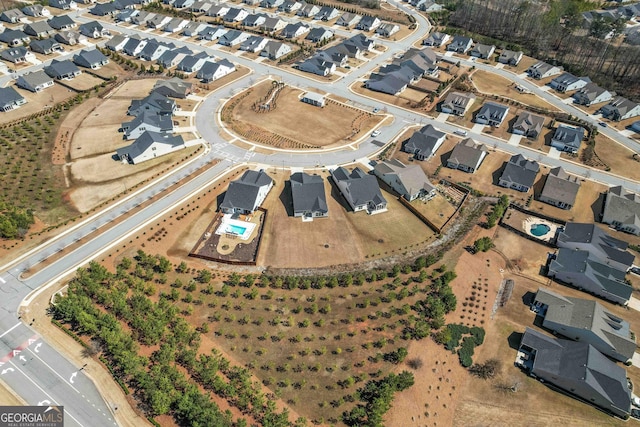 aerial view with a residential view