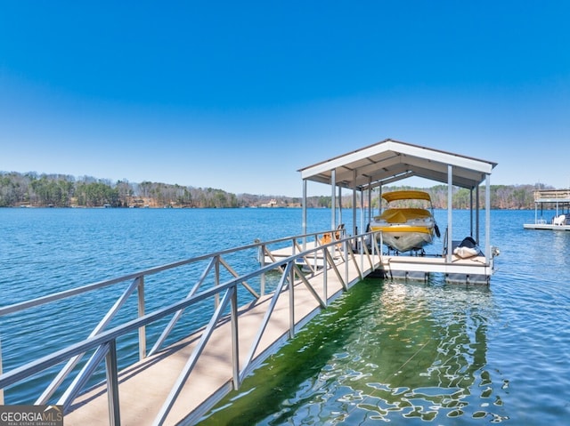 dock area featuring a water view