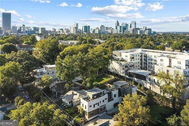 drone / aerial view with a view of city