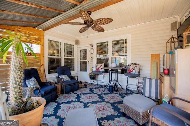 348 N Ridge Ln, Temple, GA 30179 - sunroom with ceiling fan