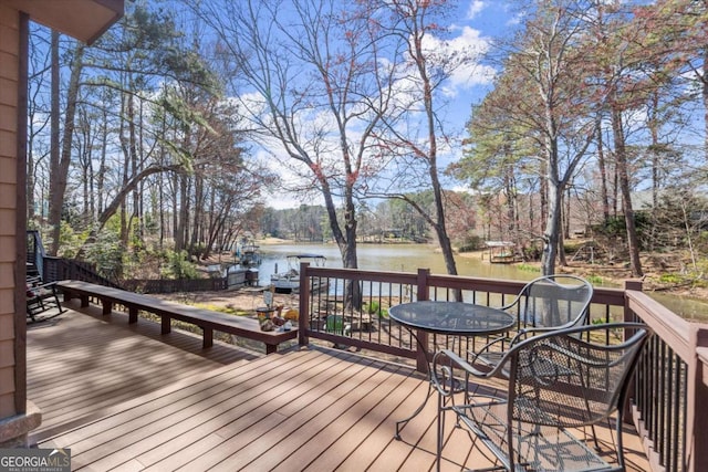 deck with a water view