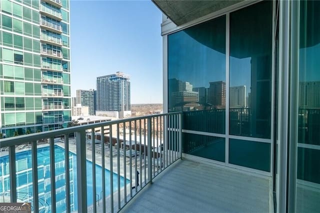 balcony with a view of city