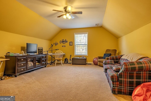 18 Vernon Rd NE, Rome, GA 30165 - additional living space featuring carpet floors, vaulted ceiling, and a ceiling fan