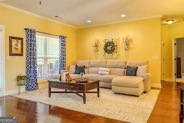 18 Vernon Rd NE, Rome, GA 30165 - living room with wood finished floors, crown molding, baseboards, and recessed lighting