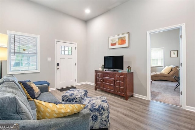 1041 Lawton Ave SW, Atlanta, GA 30310 - living room featuring recessed lighting, baseboards, and light wood-type flooring
