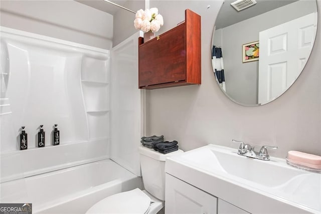 1041 Lawton Ave SW, Atlanta, GA 30310 - bathroom featuring visible vents, shower / tub combo, toilet, and vanity