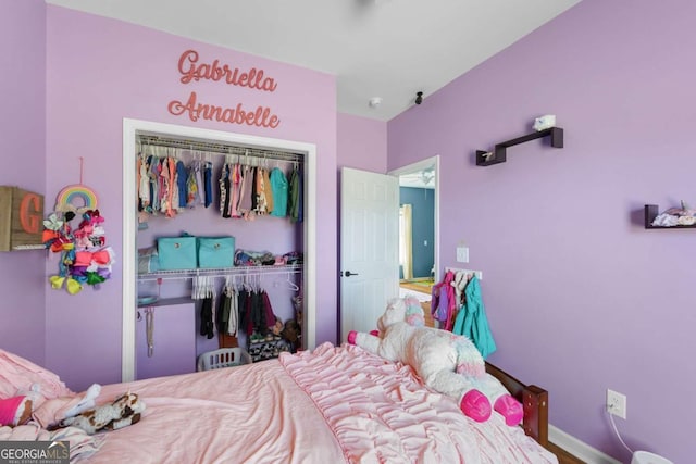 bedroom featuring a closet