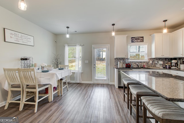 516 Grand Magnolia St, Jackson, GA 30233 - kitchen featuring dishwasher, wood finished floors, healthy amount of natural light, and white cabinetry