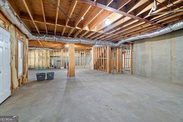 view of unfinished basement