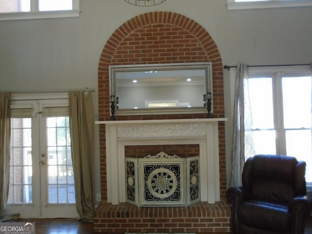 living area with a healthy amount of sunlight and french doors