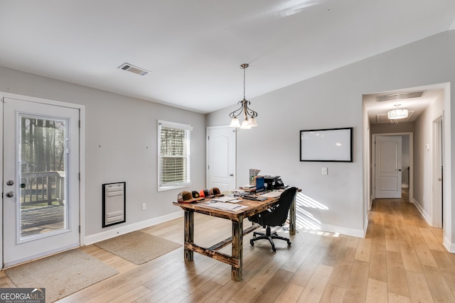 4864 Yeagar Rd, Douglasville, GA 30135 - office area featuring light wood finished floors, visible vents, and baseboards