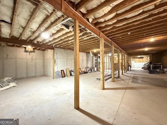 view of unfinished basement