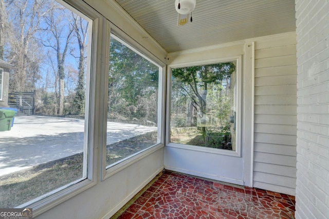 view of unfurnished sunroom