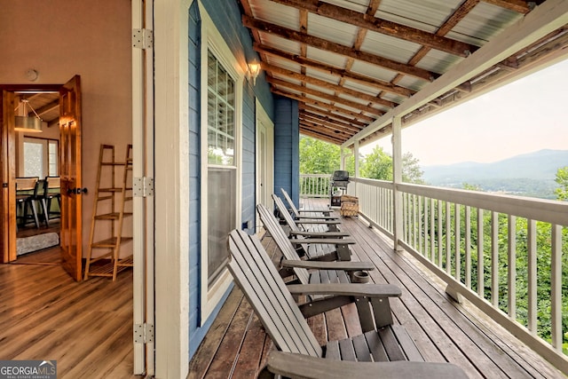 deck featuring a mountain view