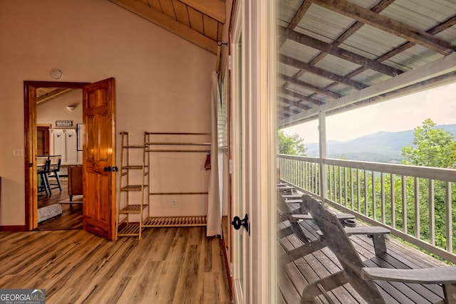 balcony with a mountain view