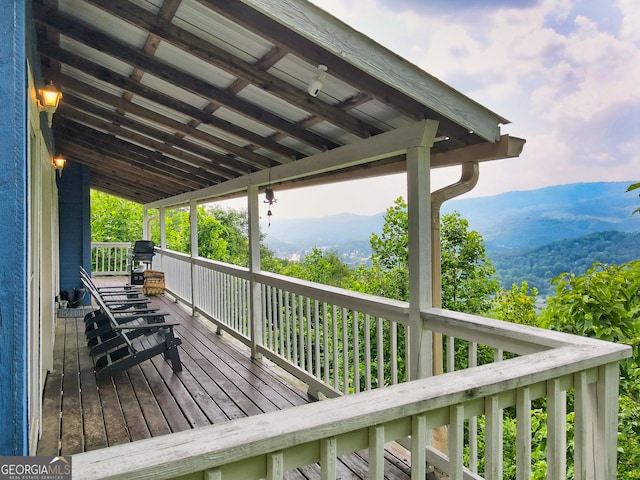 deck featuring a mountain view