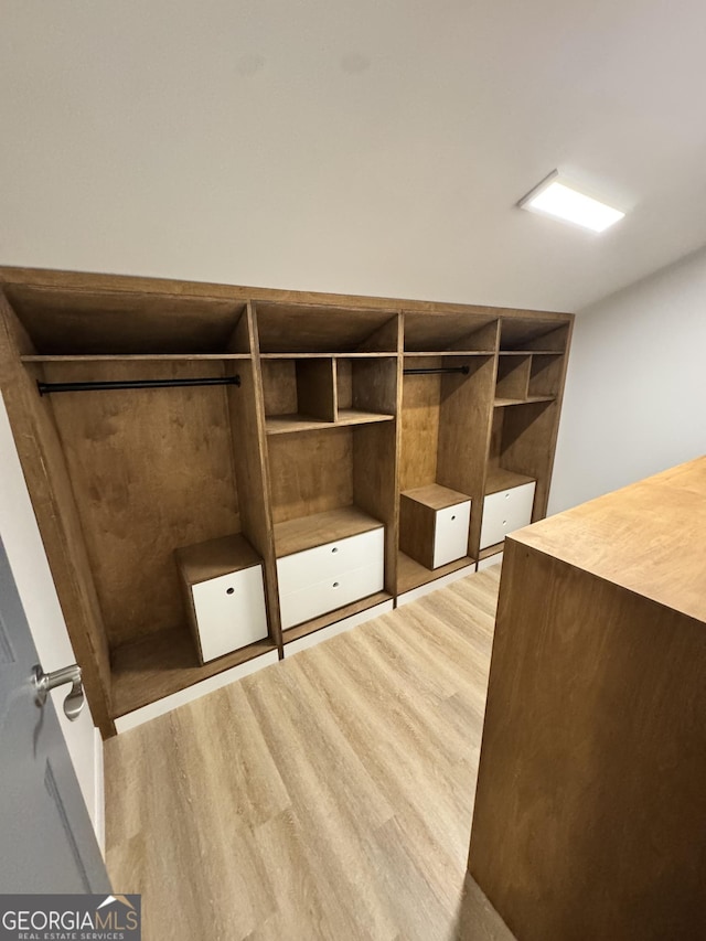 spacious closet featuring light wood-style floors