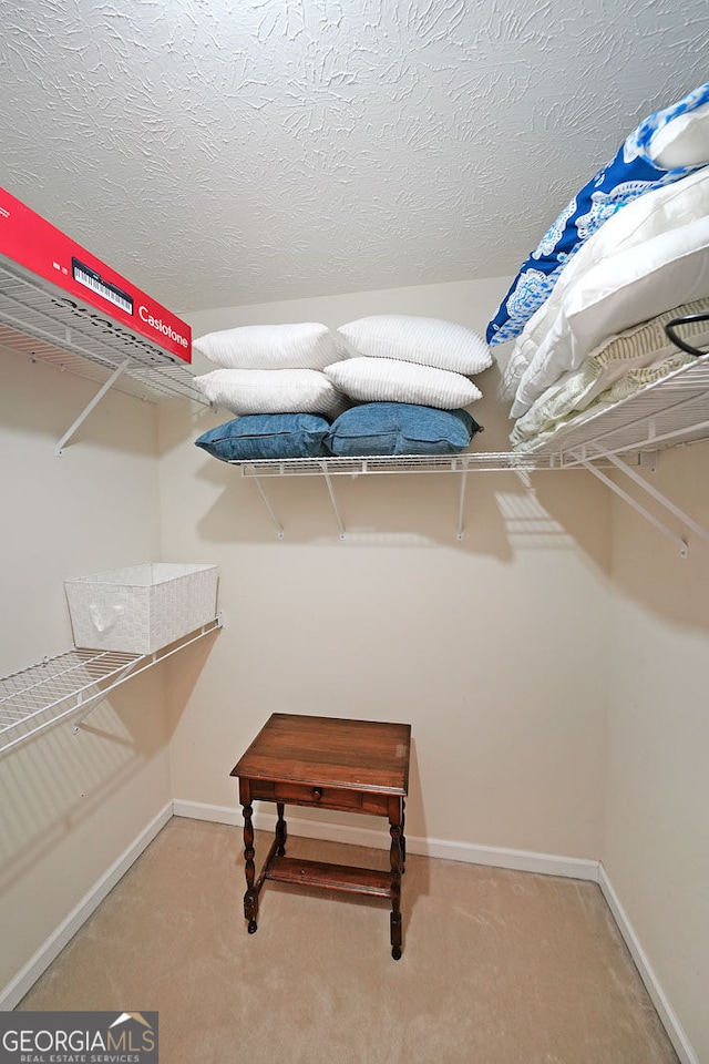 spacious closet with carpet floors