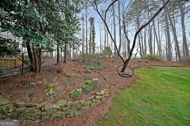 view of yard featuring fence