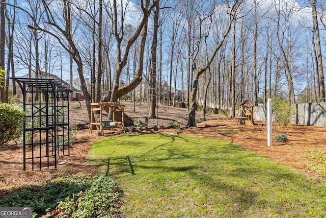 view of yard featuring a playground