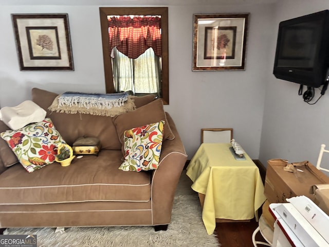 living area with wood finished floors