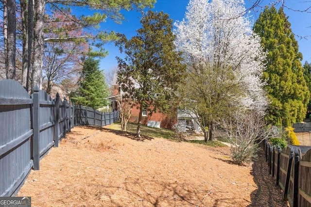 view of yard featuring a fenced backyard