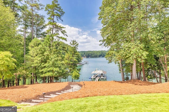 water view with a boat dock