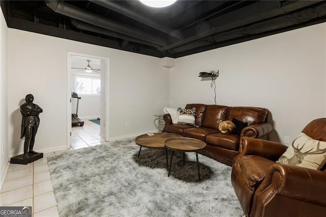 tiled living room with baseboards