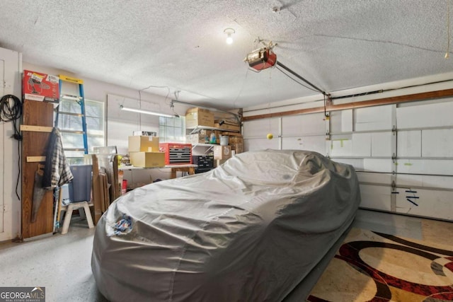 garage with a garage door opener