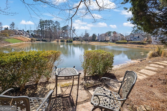 property view of water featuring a residential view