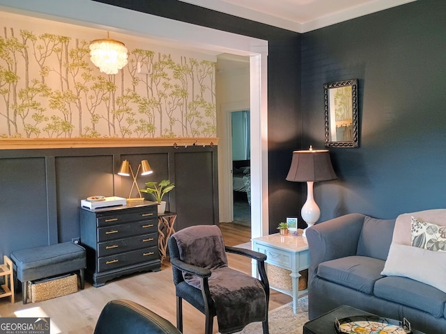 336 White Oak Way, Monroe, GA 30655 - living area featuring light wood-type flooring and wainscoting