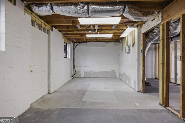 view of unfinished basement