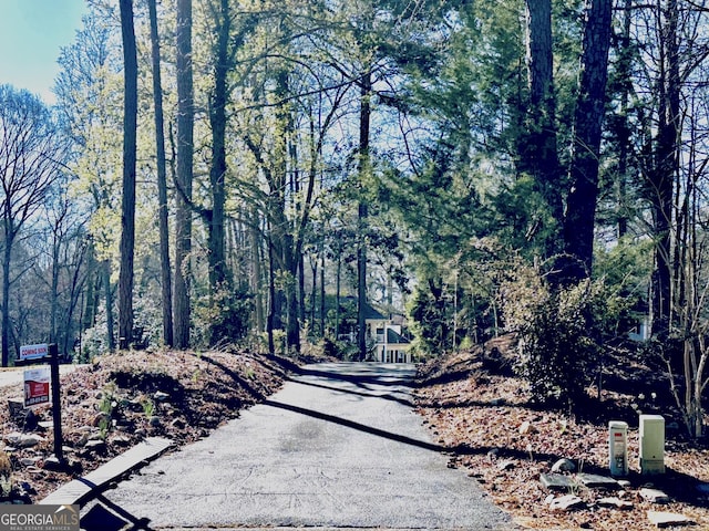 view of street featuring aphalt driveway