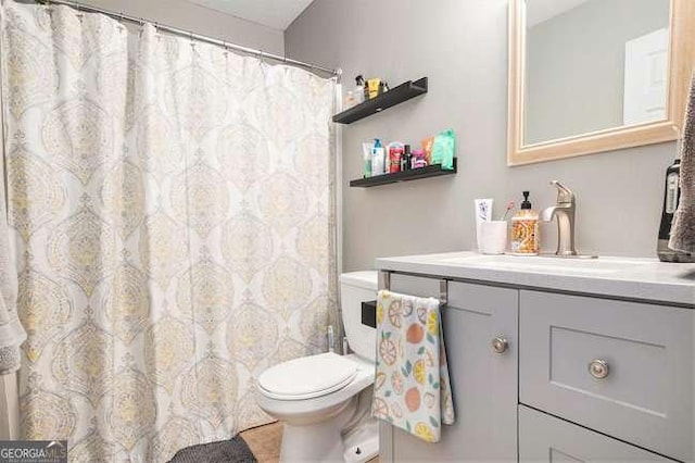 bathroom with toilet and vanity