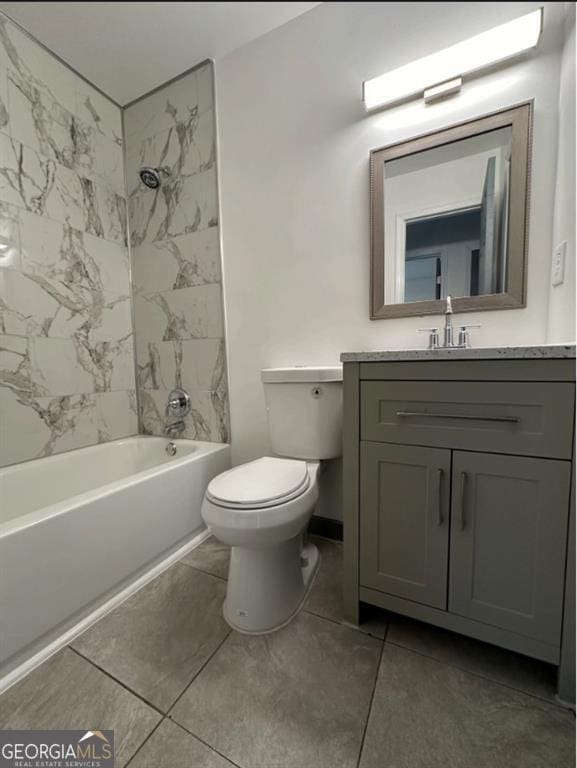 full bathroom with vanity, toilet, and bathtub / shower combination