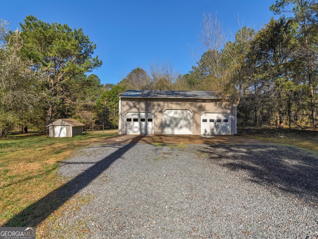 view of detached garage